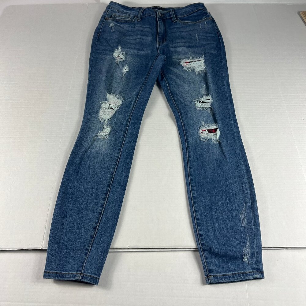 Judy Blue Jeans Womens 29x26* Skinny High Rise Crop Blue Distressed Denim Tag 29